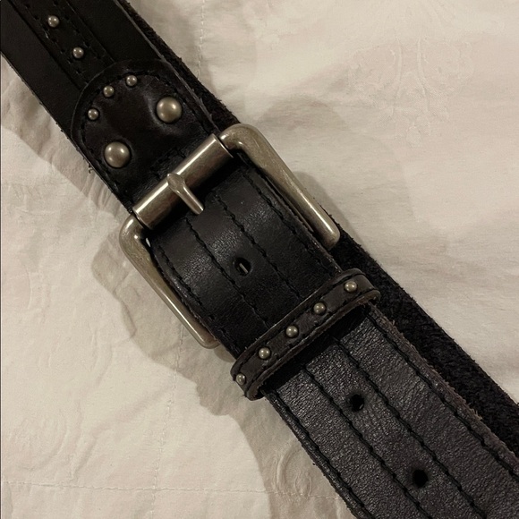 J. Jill Accessories - J. Jill Black Studded Leather Belt with Silver-Tone Buckle. M/L